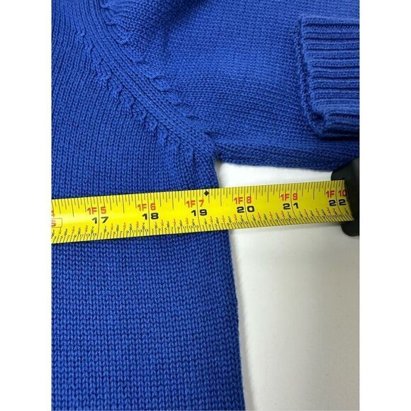 Collection L Women’s Turtleneck 1/3 Zip Cotton Blend Knit Sweater Size 10 Blue - Picture 8 of 13